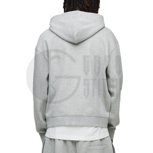 Conjunto Deportivo de 2 Piezas para Hombre, Estilo Invernal, Transpirable, de Poliéster y Algodón, con Sudadera con Capucha y Cremallera, Pantalones Deportivos Anchos, Color Gris Sólido, Personalizado - Product Image 4