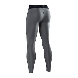 Leggings de compression pleine longueur pour hommes, gris uni, en spandex et nylon, taille élastique - Product Image 2