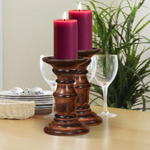 Bougeoir en bois de manguier poli marron écologique fait à la main en bois naturel pour la décoration de la maison pour Noël et mariage - Product Image 1