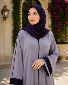 Abaya Nida de Dubaï haut de gamme à devant ouvert, vêtement musulman traditionnel, robe longue islamique élégante, tenue modeste, couleurs personnalisées, vente en gros - Product Image 2