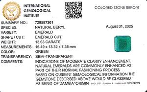 Esmeralda Octogonal Verde de 13.63 Quilates de Zambia, Gema Suelta - Product Image 6
