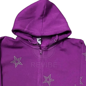 Sweat-shirts à capuche en strass de haute qualité, design personnalisé, 100% coton, écologiques, respirants, vêtements décontractés pour hommes - Product Image 3