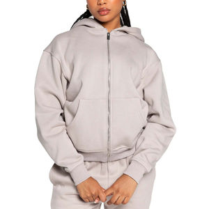 Nueva Chaqueta con Cremallera Completa y Orificios para Pulgares, Diseño Personalizado, Corte Ajustado, Color Sólido, Sudadera con Capucha Extra Grande para Mujer - Product Image 1