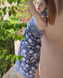 Pareo de Algodón Largo, Ligero y Transpirable, Estampado a Mano, con Diseño Floral, para Mujer, Estilo Boho, 100% Algodón - Product Image 6