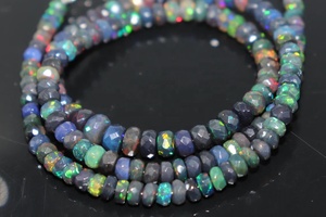Black Fire <b>Opal</b> Beads Necklace 3-4mm 15 inches Faceted Rondelle Style Minimalist Black Ethiopian <b>Opal</b> Faceted Beads - Product Image 6