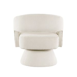 Poltrona Girevole Moderna e Lussuosa in Velluto a Coste Beige, Seduta Morbida in Legno Massello, Arredamento Elegante per Soggiorno - Product Image 6