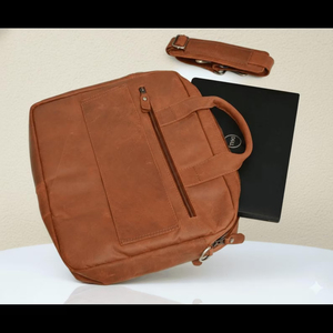 Sac pour ordinateur portable de luxe pour homme, tissu imperméable, mallette d'affaires, panneau en cuir véritable, léger, grande capacité, bureau - Product Image 3