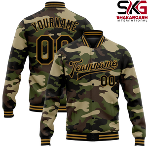 เสื้อแจ็คเก็ตวาร์ซิตี้ผู้ชายแบบมีตัวอักษรชื่อสั่งทำพิเศษ ลายกราฟิกหมีเท็ดดี้ สีดำเขียว สำหรับทีม - Product Image 5