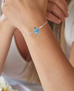 Bracciale in argento Sterling creato in laboratorio blu stella marina opale | Macacy's - Product Image 2