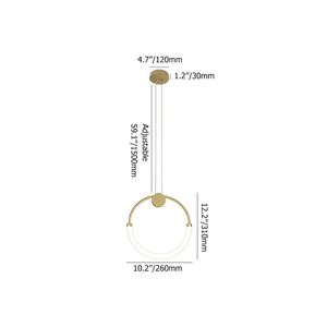 Lampadario moderno minimalista a cerchio singolo oro da cucina con luce a sospensione - Product Image 4