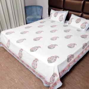 Juego de Sábanas Planas y 2 Fundas de Almohada de Algodón Puro con Estampado Paisley Rosa Pastel, 300 Hilos, Orgánico, para Todas las Temporadas, Regalo de Navidad o Boda, B2B - Product Image 5