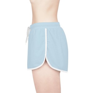 Shorts de Mujer con Estampado Floral Azul Claro, Cintura Alta con Cordón Ajustable, Corte Holgado, Shorts de Playa Casuales de Verano, Algodón, para Descansar y Vacaciones - Product Image 5