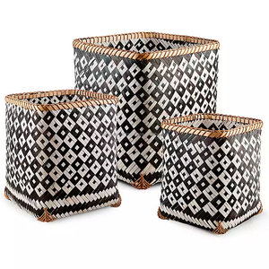 Bamboo Storage <b>Basket</b>, Handwoven Natural Bamboo Planter <b>Basket</b> with Handles Eco Friendly Woven Laundry Storage <b>Basket</b> Wholesale - Product Image 3