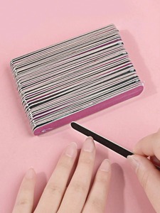 Lime à ongles double face mini émeri, grain 180, rose et noir, jetable, outil de soin des ongles en papier de verre, 25 pièces, motif droit - Product Image 6