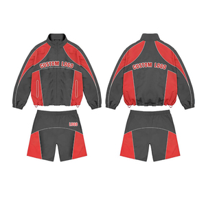 IRON MARK INDUSTRIES Men's Color Blocking Windbreaker Tracksuit Set Half-<b>Zip</b> Jacket Drawstring Shorts 100% Cotton Lightweight - Product Image 1