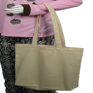 Bolsa de Mano Ecológica de Algodón Orgánico Reciclable con Asa Larga, Reutilizable para Compras, Personalizable con Serigrafía - Product Image 1