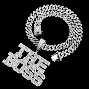 Collier Pendentif Lettre Premium Plaqué Or 18K Moissanite Taille Baguette Sertissage Canal Style Hip Hop Unisexe Usage Quotidien - Product Image 3