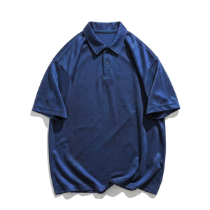 Polo de Piqué de Color Sólido para Hombre, Manga Corta, Transpirable, Informal, de Punto, Corte Regular, Azul - Product Image 1