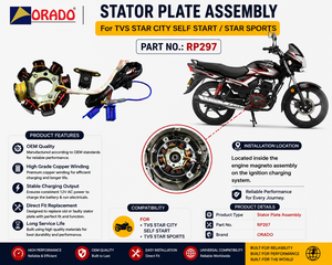 Bobina de estator de arranque automático TVS Star City Star Sport de alta demanda, conjunto de placa de bobina, piezas eléctricas fiables para motocicleta en oferta - Product Image 5