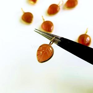 Natural Carnelian Leaf Carved Gemstone <b>Charm</b> With 925 Sterling <b>Silver</b> Custom Jewelry Pendant Wholesale Handmade <b>Charm</b> Jewelry - Product Image 1