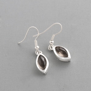 Natural Smoky Quartz 925 Sterling <b>Silver</b> Marquise Drop <b>Dangle</b> <b>Earrings</b> for Women Handmade Gemstone Jewelry - Product Image 2