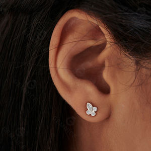 Pendientes de Diamantes Cultivados en Laboratorio, Corte Marquesa y Tres Redondos, en Oro, Oro Rosa, Oro Blanco o Plata, VVS VS D E F, para Mujer - Product Image 3