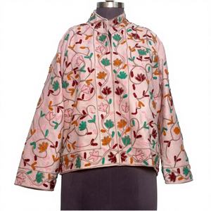 เสื้อแจ็คเก็ตกำมะหยี่ซูซานีแบบเป็นมิตรกับสิ่งแวดล้อม งานฝีมือสไตล์โบฮีเมียน ชิค  งานปักแบบดั้งเดิม ผ้าหรูหรา ลายดอกไม้ สำหรับฤดูหนาว - Product Image 1