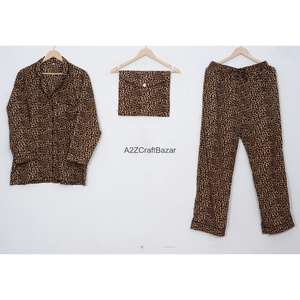 Ensemble de pyjama long à imprimé floral en gros, 100 % coton, vêtements de nuit imprimés, ensemble manches longues et pantalon long, tenue de détente - Product Image 2