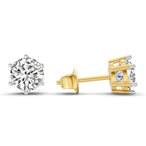 Pendientes de Diamante Redondo de Laboratorio con Seis Puntas de Oro Sólido de 18k, Elegantes y Naturales, de Gema by Creative (1 Ct.) Tw. Certificado por IGI para Mujeres - Product Image 4