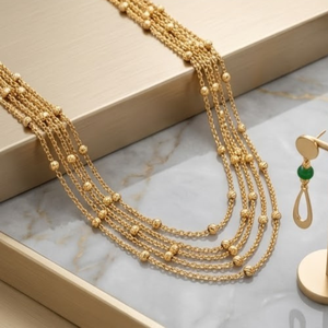 Ensemble de collier Mala à plusieurs rangs en argent 925 pour femmes, boucles d'oreilles, bijoux fantaisie de créateur, cadeau de mariage - Product Image 2