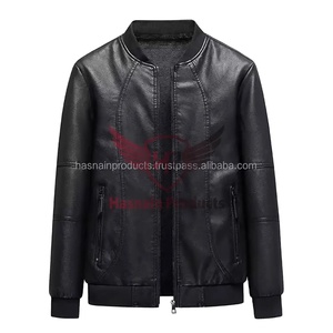 Blouson bombardier en cuir d'agneau véritable gris et noir élégant pour hommes pour l'hiver personnalisé en gros - Product Image 1