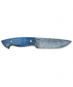 Cuchillo utilitario de hoja fija de acero de Damasco hecho a mano con mango de madera azul personalizado, herramienta EDC - Product Image 2