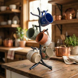 Black Colored Stylish Design And Space Saving Metal Storage Counter Organizer Decorative Iron <b>Mug</b> Holder For Coffee for kitchen - Product Image 4