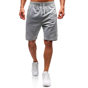Pantalones Cortos Deportivos para Hombre, Corte Holgado, Color Gris Claro, Cintura Elástica, Bolsillos Profundos, Tela Suave, Estilo Deportivo y Casual, Ropa Deportiva de Verano - Product Image 1