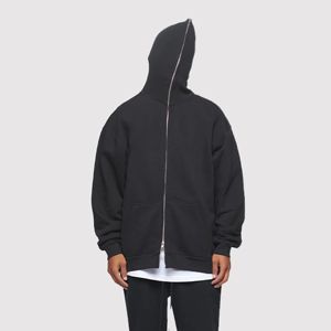 Sudadera con capucha de moda urbana para otoño/invierno, de color liso, holgada, con cremallera completa, bordada, de manga larga, informal. - Product Image 4