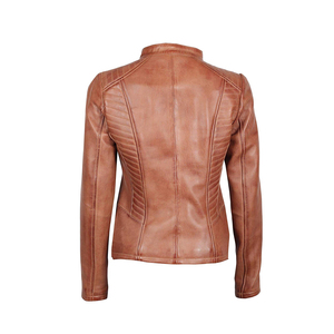 Blouson en cuir PU pour homme, style motard, col montant, fermeture éclair, coupe ajustée, pour l'automne, manches classiques, couleur unie - Product Image 2