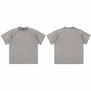 เสื้อยืดคอตตอนแร็กแลนแบบสั่งทำพิเศษ เสื้อผ้าสตรีทแวร์ทรงโอเวอร์ไซส์สำหรับออกกำลังกาย ผู้ผลิตขายส่ง เสื้อยืดแร็กแลนคุณภาพสูง - Product Image 3