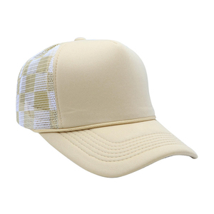 Purple 6-Panel Trucker Cap Checkered Mesh Back Adjustable Unisex Casual Spring <b>Summer</b> <b>Hat</b> Baseball Cap 6-Panel Adjustable caps. - Product Image 3