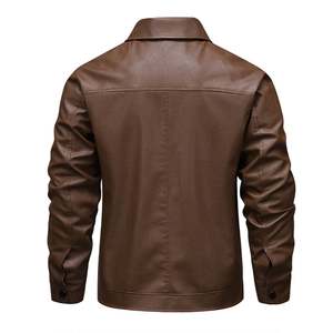 Chaqueta de Cuero Encerado Vintage para Hombre, Acabado Desgastado, Estilo Retro, Manga Larga, Prenda Exterior de Alto Rendimiento, Top Informal, Nuevo - Product Image 2