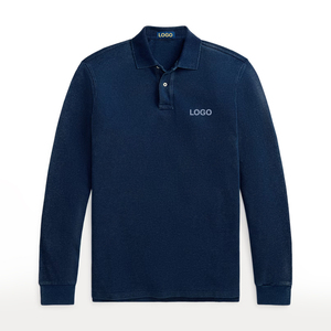 New Men's <b>Classic</b> Fit Indigo Knitted Mesh for Shirt Custom Logo Embroidery Breathable Short Sleeve Casual Custom Size - Product Image 1