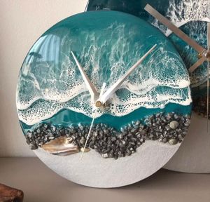 Artenza Decor Resin Ocean Wave Wall <b>Clock</b> <b>Silent</b> Sweep Needle Round Hanging <b>Clock</b> Modern Decor for Bedroom Living Room Office - Product Image 1