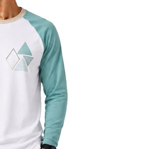 <b>White</b> And Mint Green Raglan Long Sleeve T Shirt Men Premium Cotton Crew Neck Graphic Baseball Tee Custom OEM Streetwear Apparel - Product Image 4