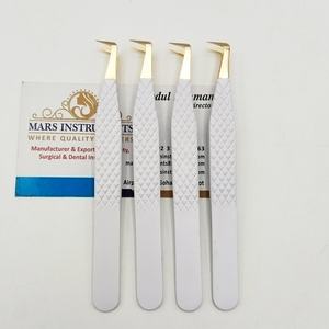 Pinzas para Extensiones de Pestañas de Acero Inoxidable Japonés Blanco Mate con Diferentes Puntas - Product Image 4