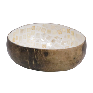 Bol en noix de coco mosaïque exotique - Incrustation de nacre irisée - Artisanat vietnamien - Product Image 2