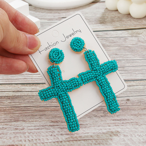 ต่างหูจี้รูปกางเขนสไตล์โบฮีเมียน น้ำหนักเบา ทำมือสำหรับผู้หญิง ประดับลูกปัดเรียบง่าย คลาสสิก แฟชั่นทันสมัย จาก MULTI CRAFT - Product Image 2