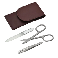 Kit de manucure en acier inoxydable avec ciseaux, pinces, lime à ongles, ensemble de manucure portable dans un étui en cuir, style classique pour adultes