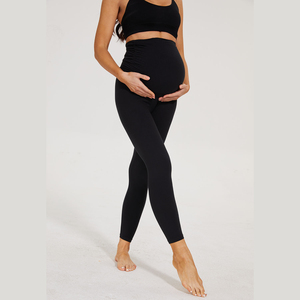 Leggings stretch taille haute ultra doux pour femme, coupe skinny, ajustement parfait pour la grossesse, en Spandex/Polyester respirant - Product Image 1