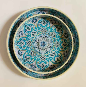 Plateaux en émail et bois faits à la main, best-sellers, pour servir des aliments et des boissons, avec incrustations MOP, décoration intérieure, plateaux de rangement. - Product Image 5