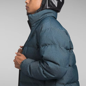 Men's Blue Puffer Jacket Windproof Winter Outerwear Stand Collar Zipper Closure Casual Style Thick Polyester <b>Wadding</b> - Product Image 6