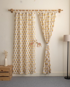 Luxury Modern Hand Block Floral Printed Cotton <b>Curtains</b> Beautiful Handmade Valances Lightweight Door <b>Curtains</b> - Product Image 2